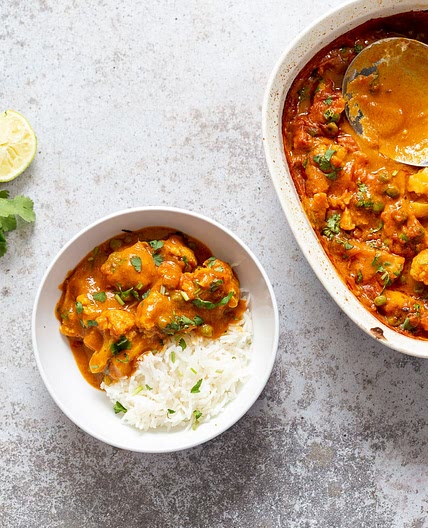 Vegan Cauliflower Pea Curry - 1 Pot Gobi Matar