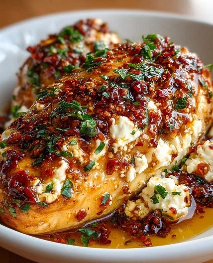  POULET À LA FETA ET AU MIEL ÉPICÉ