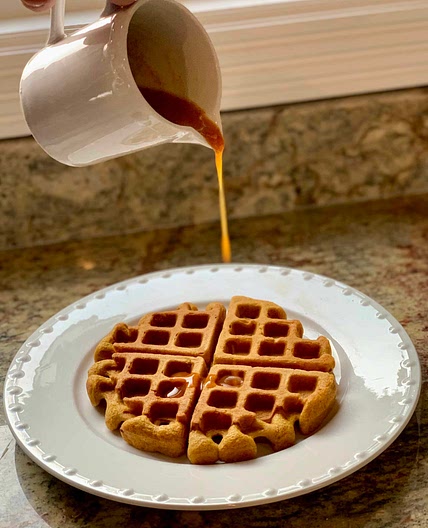 Crispy Pumpkin Waffles with Pumpkin Syrup