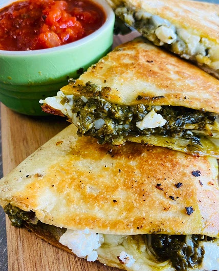 Blackstone Chicken Pesto Quesadillas