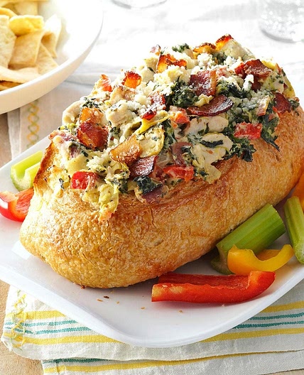Chicken Spinach Dip Bread Bowls