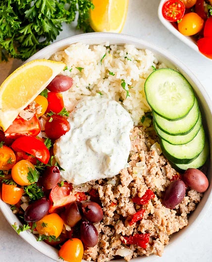 Greek Turkey Rice Bowls