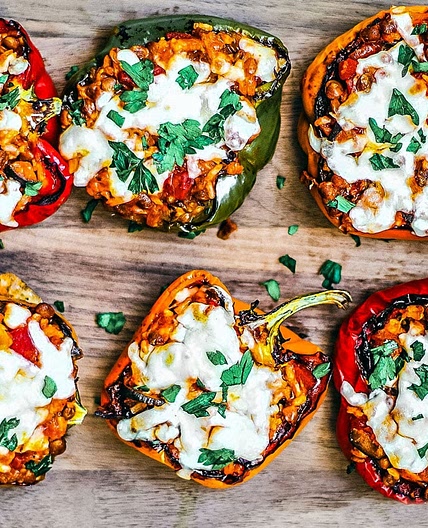 Vegetarian Stuffed Peppers With Lentils