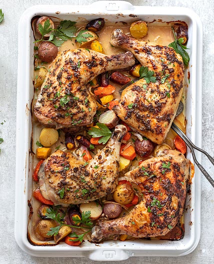 Crusty Herb-Dijon Baked Chicken Quarters