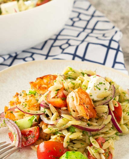 Mediterranean Shrimp Orzo Pasta Salad