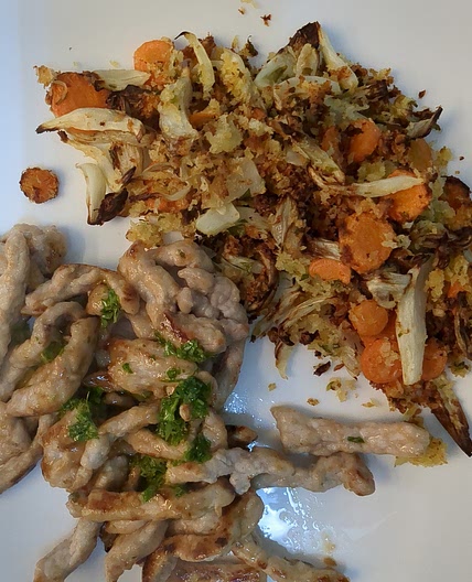 BOCCONCINI DI LONZA CON FINOCCHI E CAROTE GRATIN