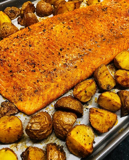 One Pan BBQ Salmon and Potatoes