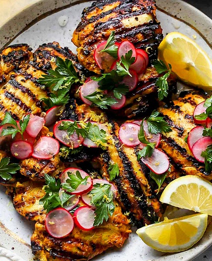 Turmeric Chicken with Lemon Radish Salad