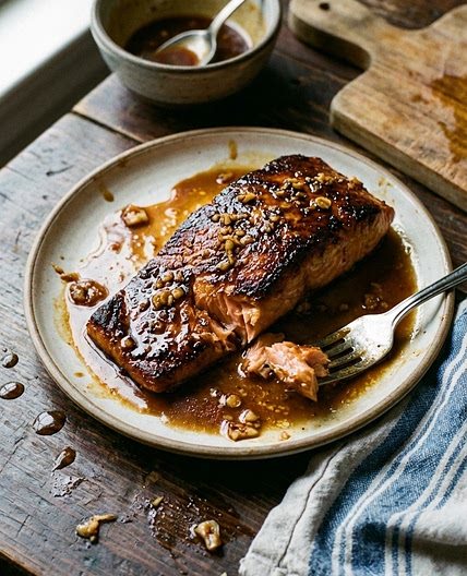 Crispy Garlic-Miso Glazed Salmon