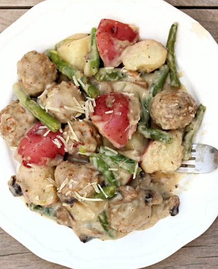 Instant Pot Meatballs and Red Potatoes with Creamy Parmesan Sauce