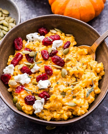 Baked Pumpkin Goat Cheese Risotto