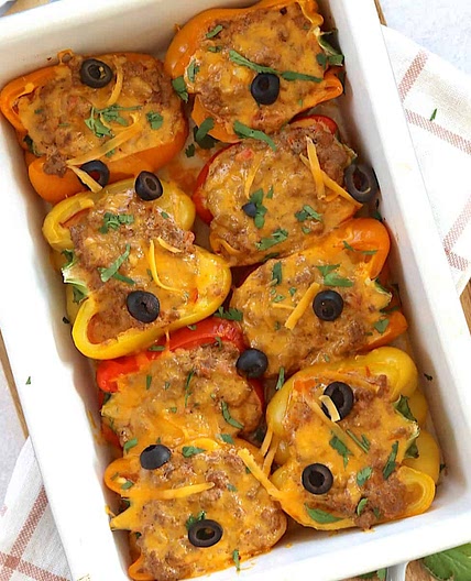 Stuffed Taco Peppers (Low Carb + High Protein)