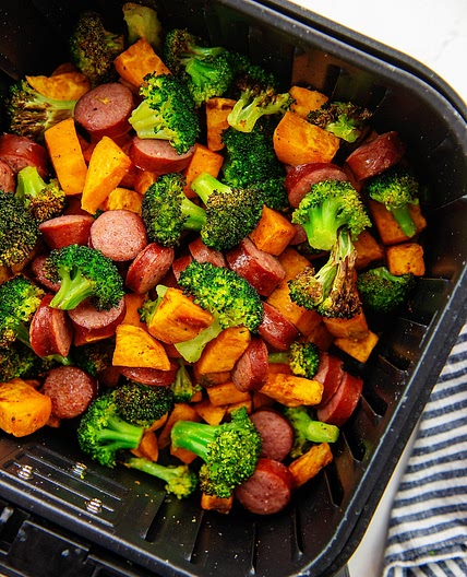Air Fryer Smoked Sausage and Vegetables