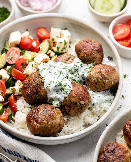 Greek Turkey Meatballs with Tzatziki