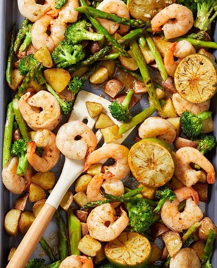 Sheet-Pan Chipotle Lime Shrimp Bake