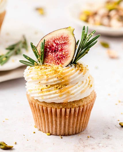 Fig Olive Oil Cupcakes with Mascarpone Frosting