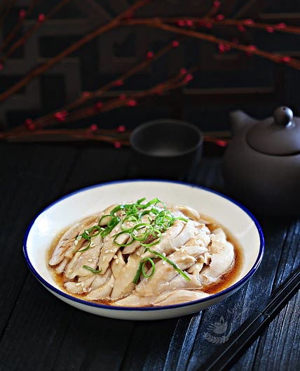 Poached Chicken with Scallion Ginger Sauce