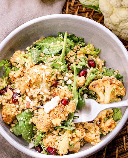Quinoa and Roasted Cauliflower Salad with Lemon-Tahini Dressing Recipe