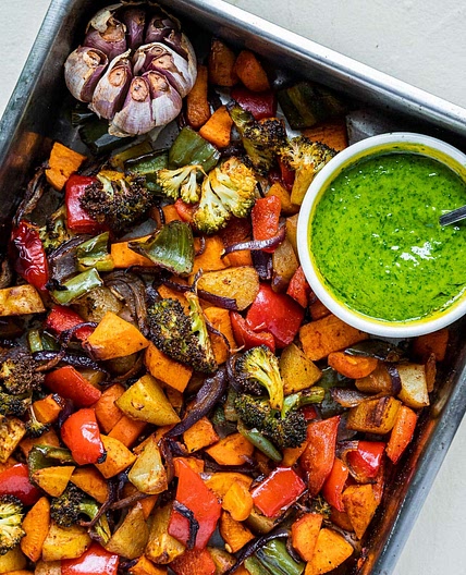 Roasted Vegetables with Cilantro Dressing