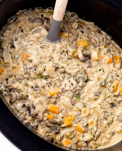 Slow Cooker Mushroom Wild Rice Soup