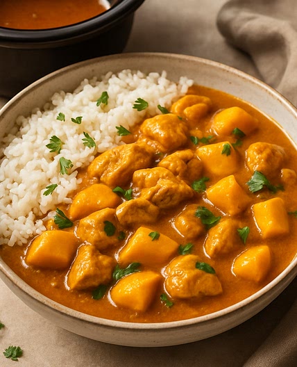 Slow cooker chicken curry with mango