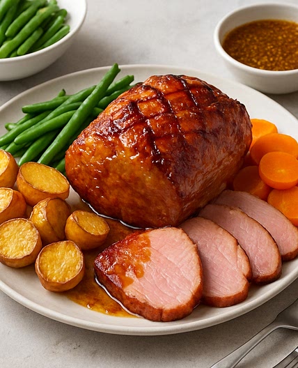 Slow cooker gammon with honey & mustard glaze