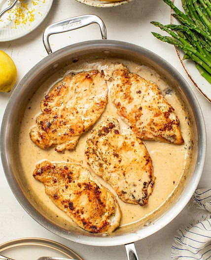 Creamy Lemon Chicken with Asparagus