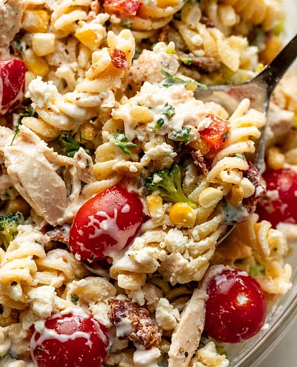 Chicken Pasta Salad (with Creamy Greek Yogurt Dressing)