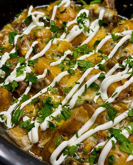 Crock Pot Loaded Steak and Potatoes