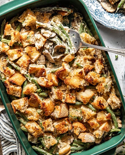 Green Bean Casserole with Cashew Cream (Vegan/Dairy Free)