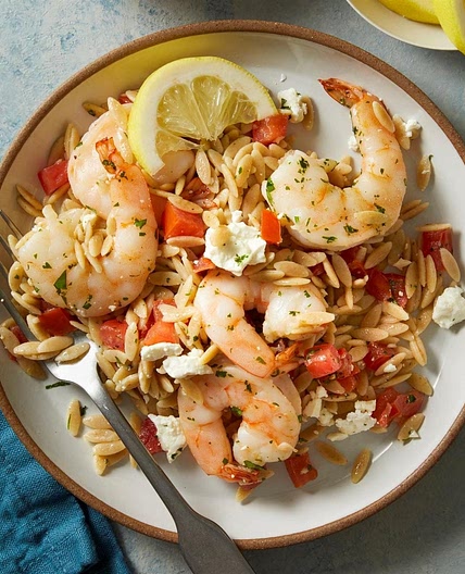 Shrimp with Orzo and Feta