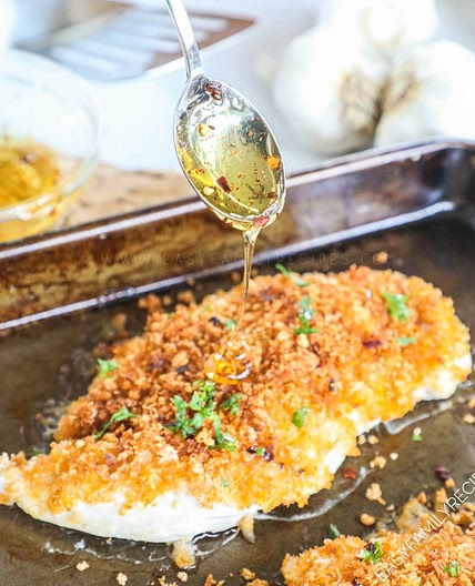 Baked Panko Crusted Chicken with Honey Drizzle