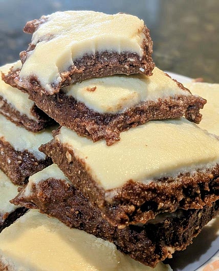 No Bake White Chocolate Protein Brownies