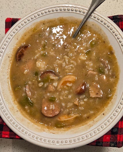 Sausage, Chicken and Shrimp Gumbo with Okra