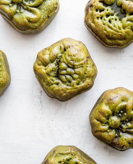 Rich & Decadent Matcha Red Bean Mooncakes