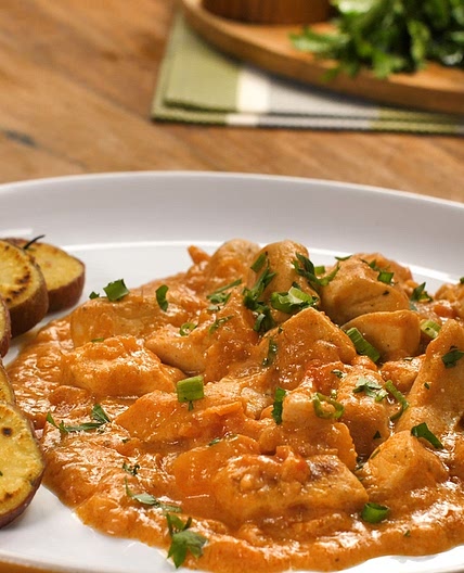 Strogonoff fit com batata-doce