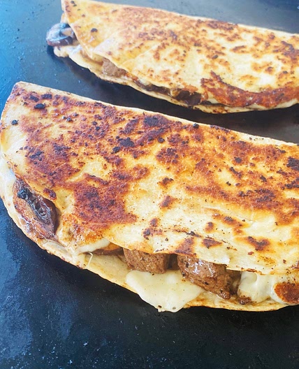 Blackstone Steak and Mushroom Quesadillas