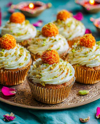 Motichoor Ladoo Cupcakes