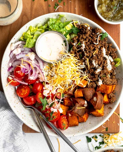 Sweet Potato Burger Bowls
