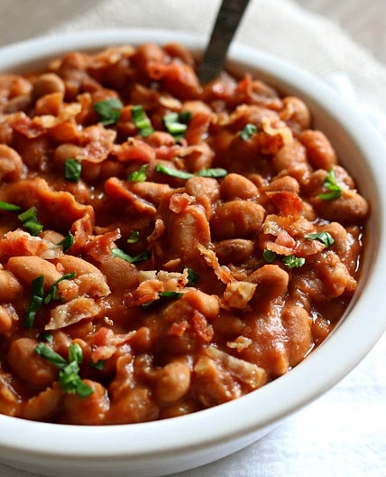 Homemade Slow Cooker Pork and Beans