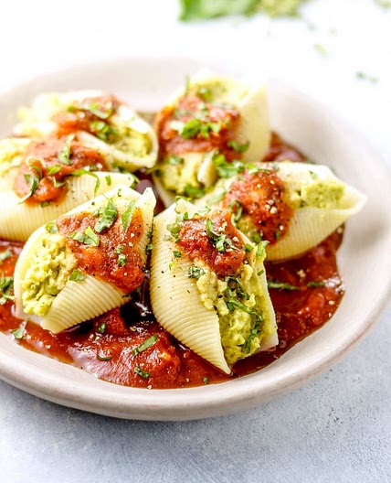Split Pea Pesto Stuffed Shells (Vegan)