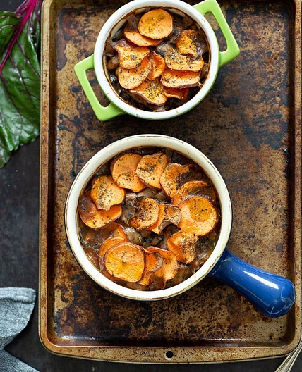 Vegan Mushroom Pot Pie with Sweet Potato Crust