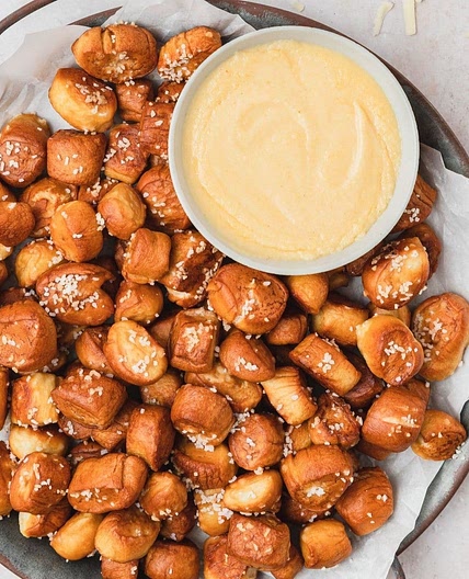 Soft Pretzel Bites with Mustard Cheese Dip