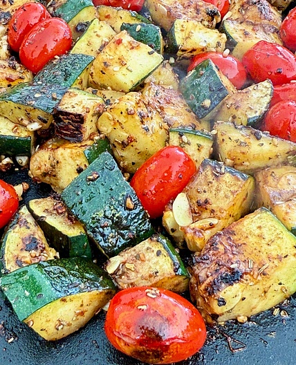 Blackstone Garlic Ranch Zucchini and Tomatoes