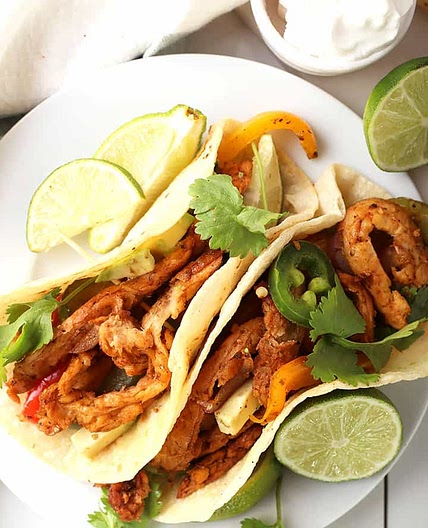 Sheet Pan Vegan Fajitas with Soy Curls