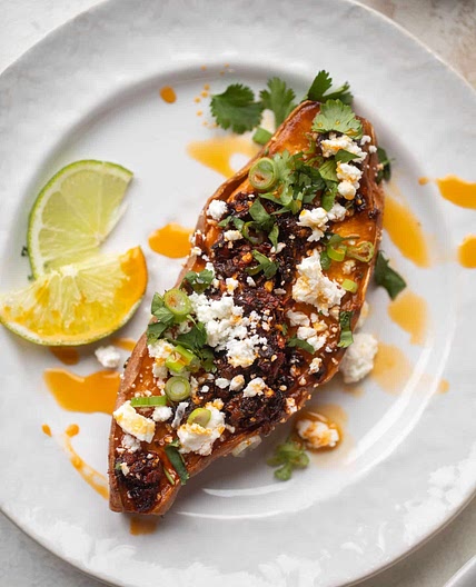 Slow Roasted Chili Crisp Sweet Potatoes