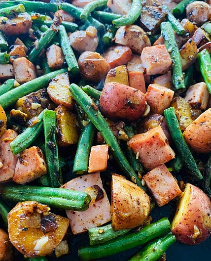 Blackstone Ham Potatoes and Green Beans