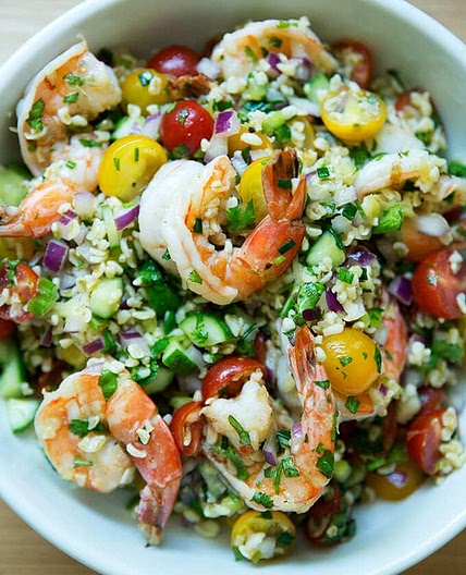 Tabbouleh with Cilantro, Lime, & Grilled Shrimp