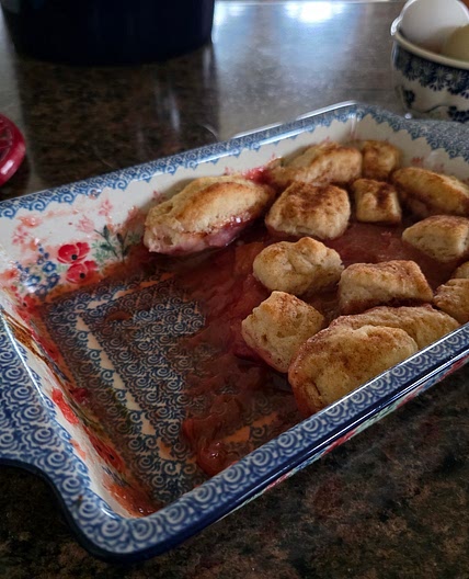 Rosy Strawberry-Rhubarb Cobbler