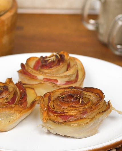 Flor de batata com bacon